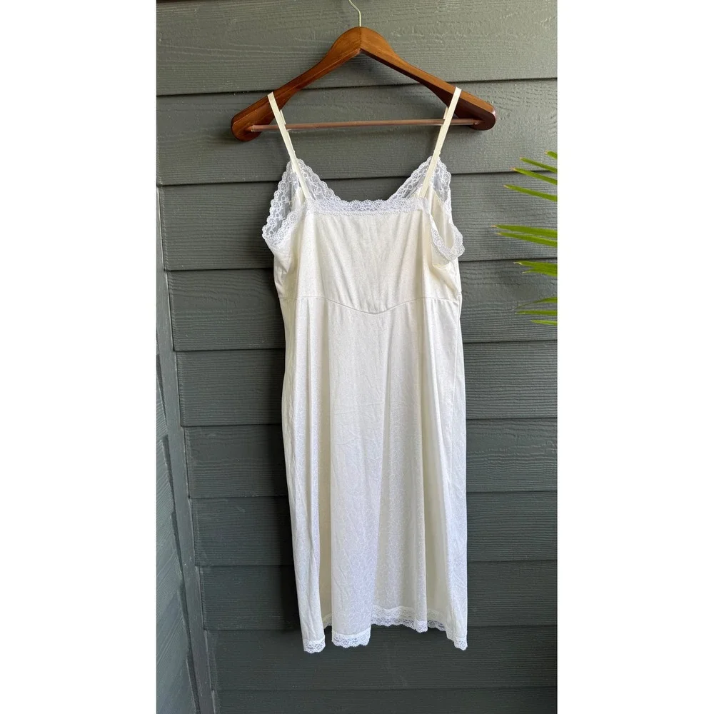 Vintage‎ Liza Lawrence White Lace Trim Full Slip Nightgown Size XL
